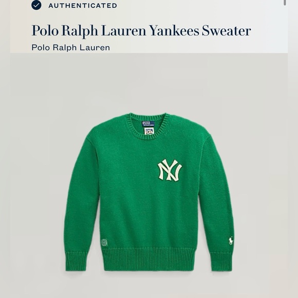 Polo Ralph Lauren NY Yankees green cotton knit sweater - Picture 3 of 10